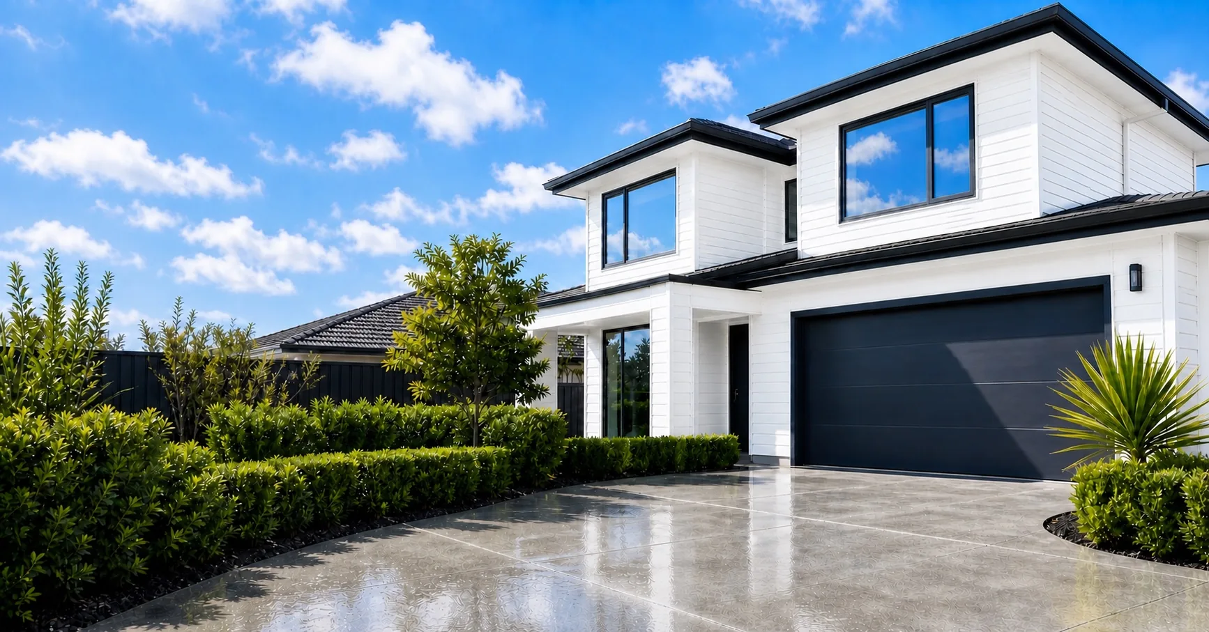 Pristine white Auckland home after exterior cleaning